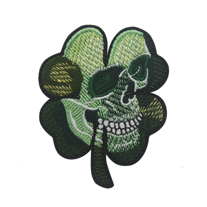 Clover Skull Embroidered Patch