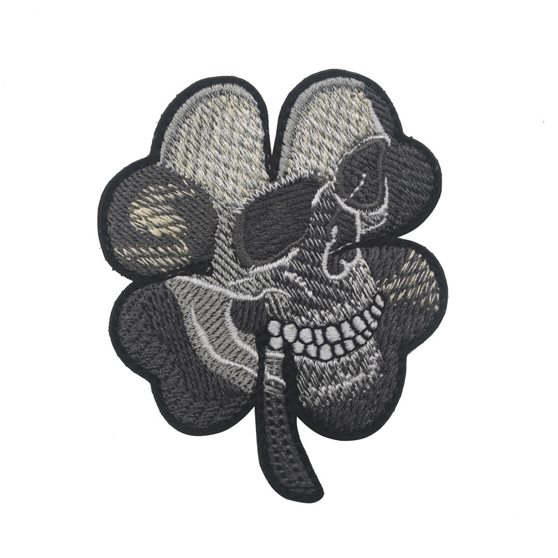 Clover Skull Embroidered Patch