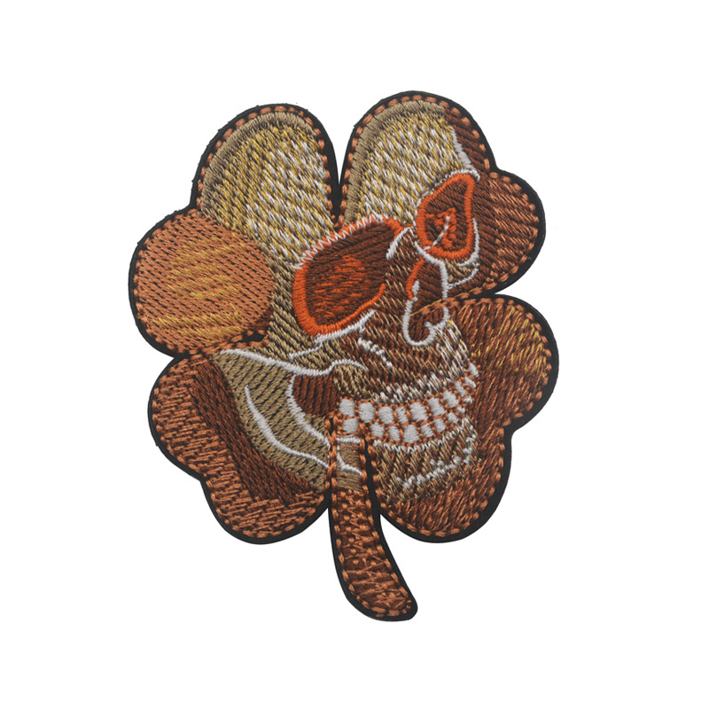 Clover Skull Embroidered Patch