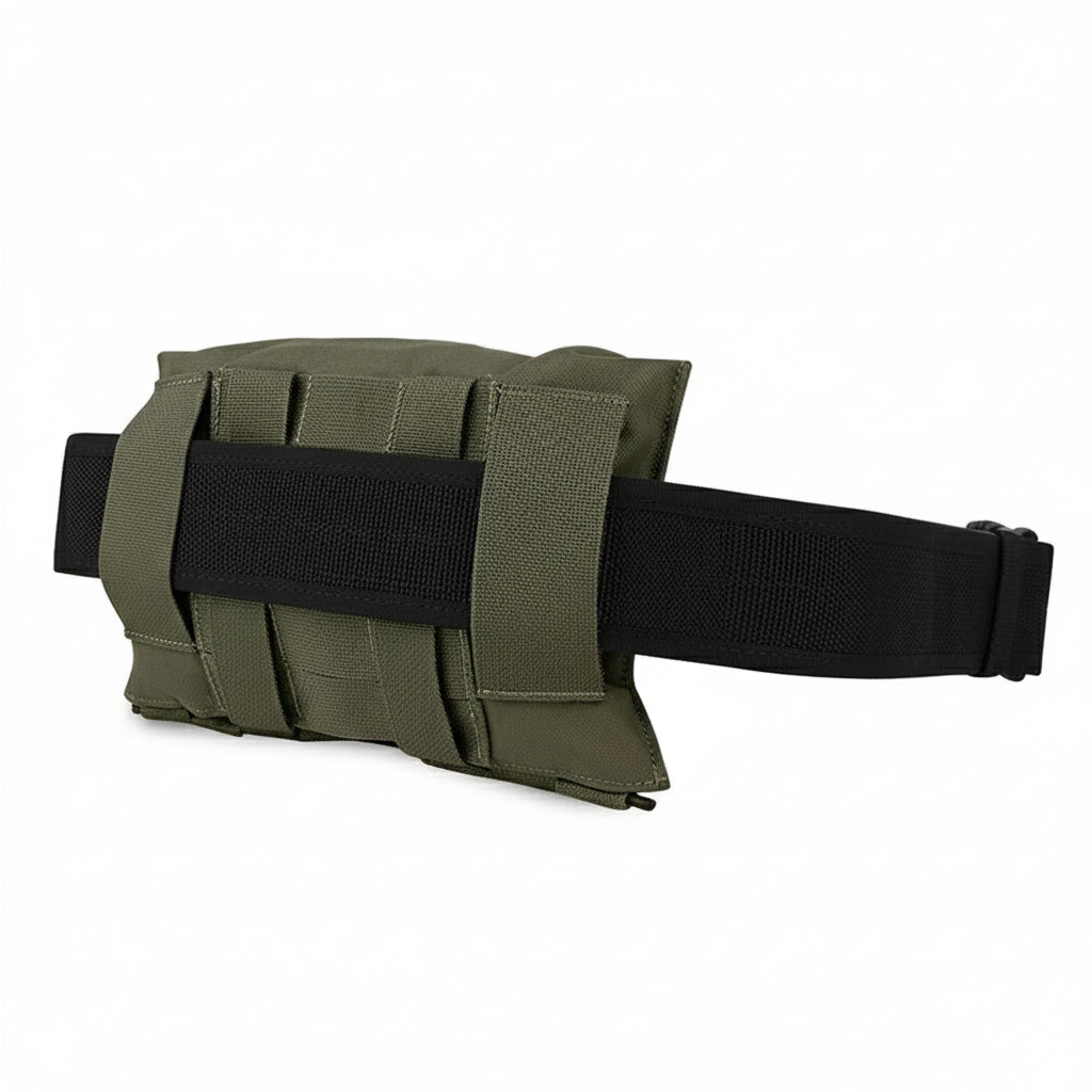 Green tactical belt with black strap on a white background, featuring Krydex branding.