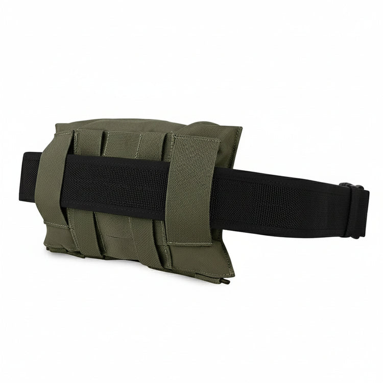 Green tactical belt with black strap on a white background, featuring Krydex branding.