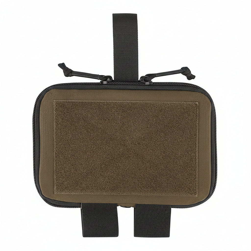 Brown tactical pouch with black straps on a white background Krydex.