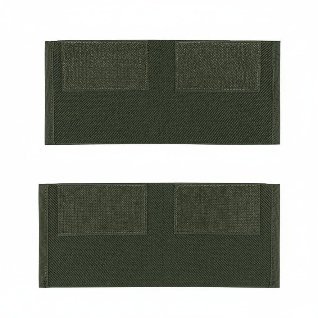 Two green tactical pouches on a white background