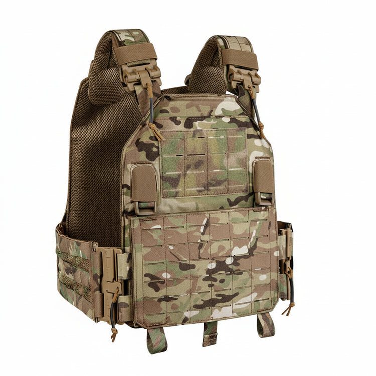 Camouflage tactical vest on a white background