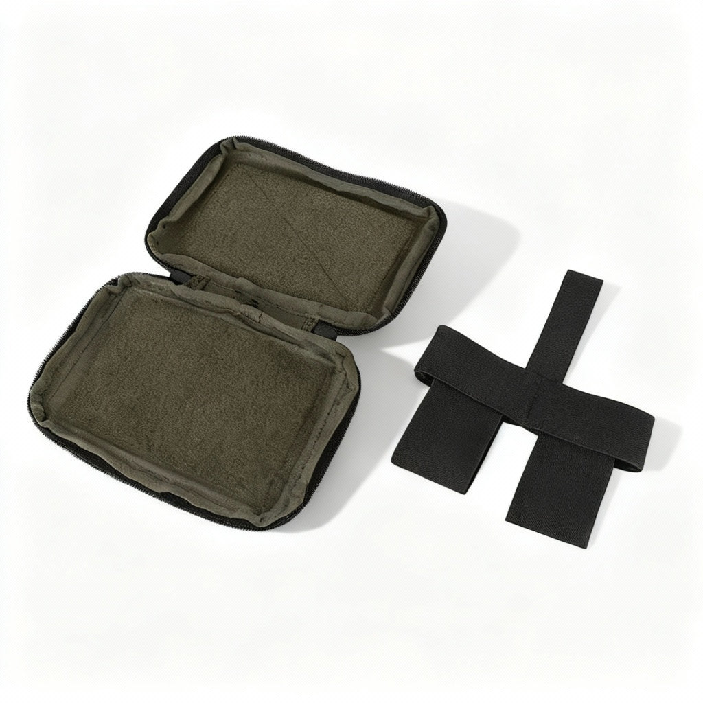 Two green tactical pouches with a black strap on a white background, featuring Krydex .