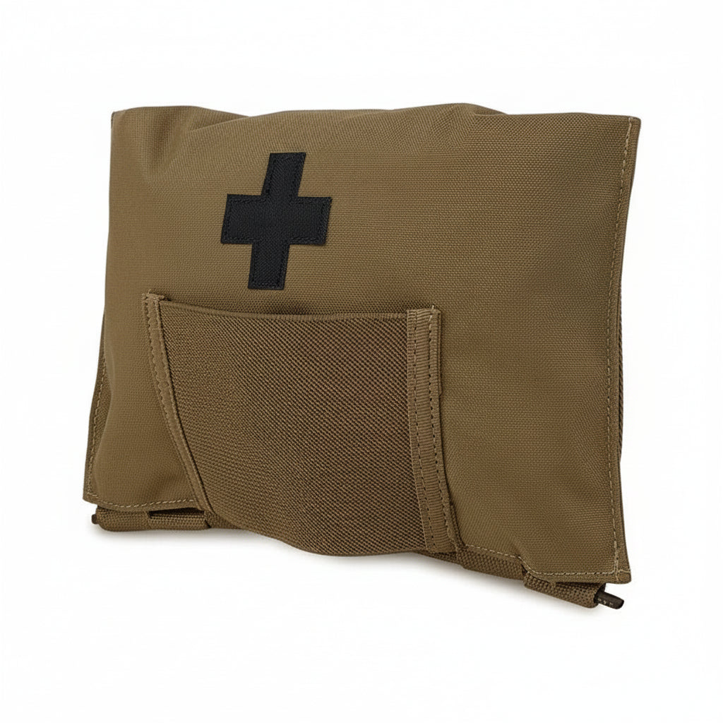 Brown tactical pouch with a black cross on a white background, featuring KRYDEX logo.