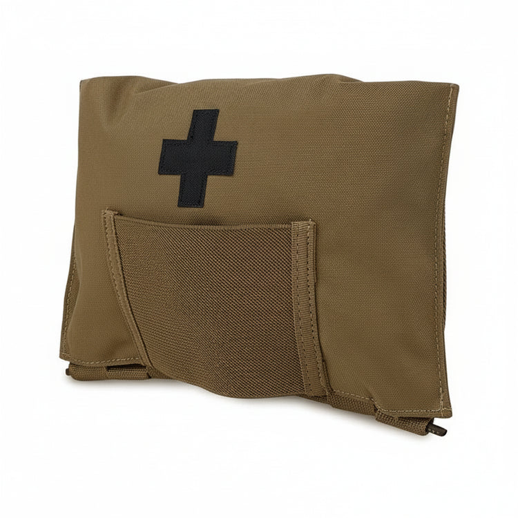 Brown tactical pouch with a black cross on a white background, featuring KRYDEX logo.