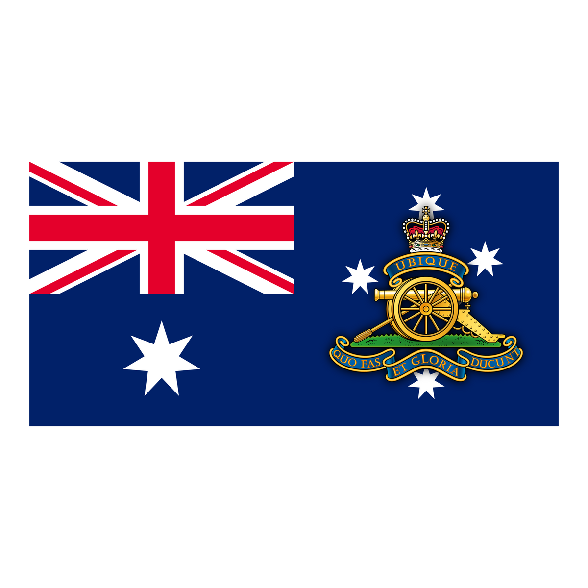 Royal Regiment of Australian Artillery (RAA) Badge Flags, Coloured ANF, front view