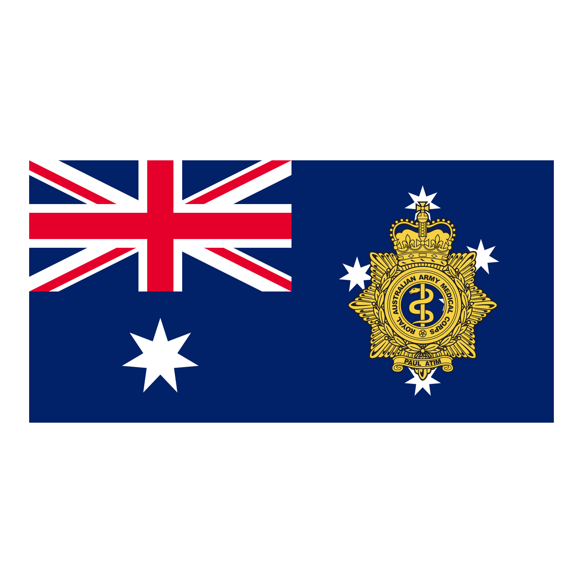 Royal Australian Army Medical Corps (RAAMC) Badge Flags, ANF Coloured, front view