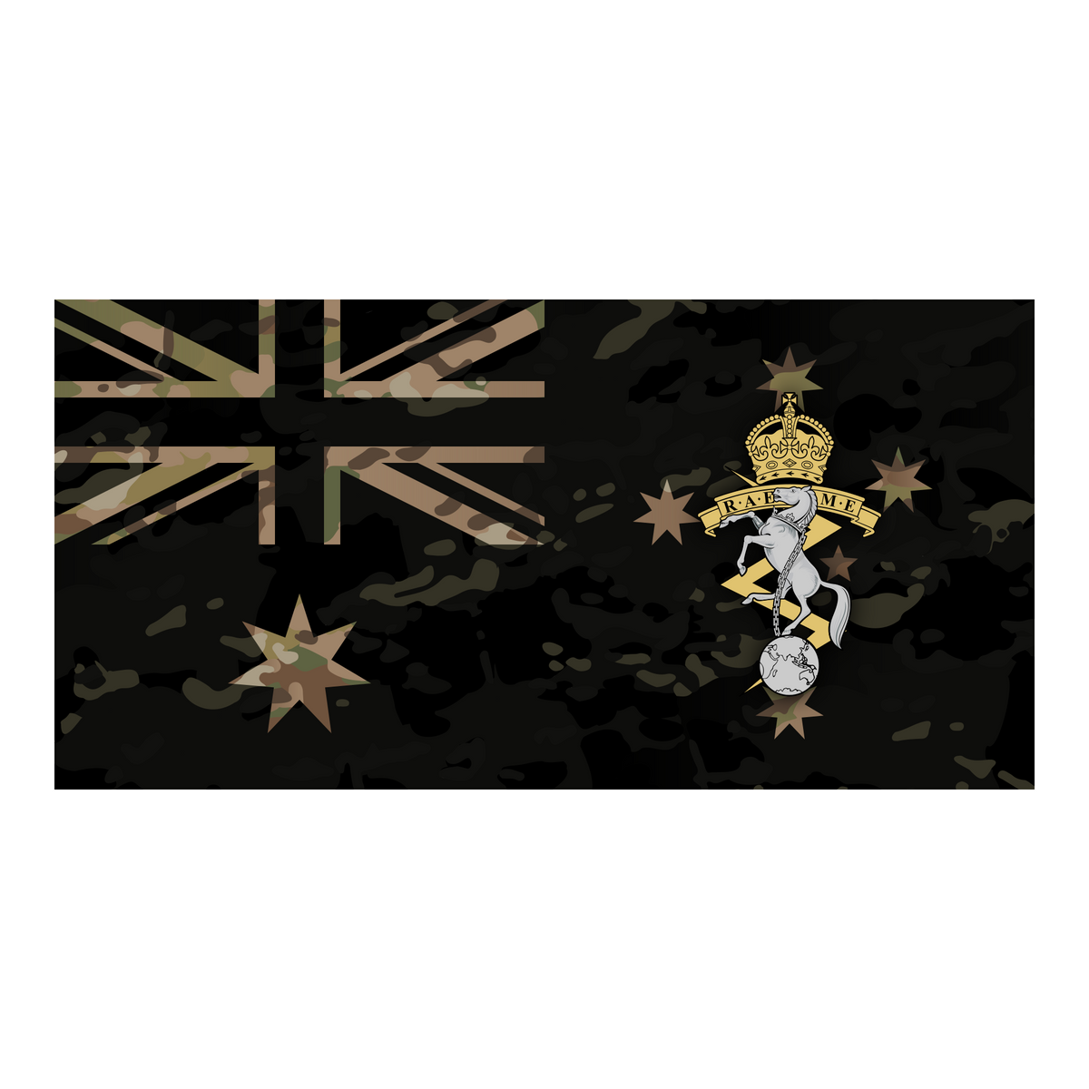 Royal Australian Electrical and Mechanical Engineers (RAEME) Badge Flags, MC on MC ANF, front view