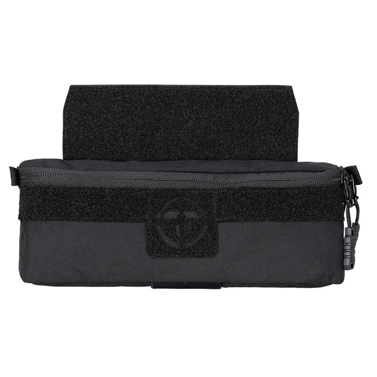 Black tactical pouch with foam insert on a white background