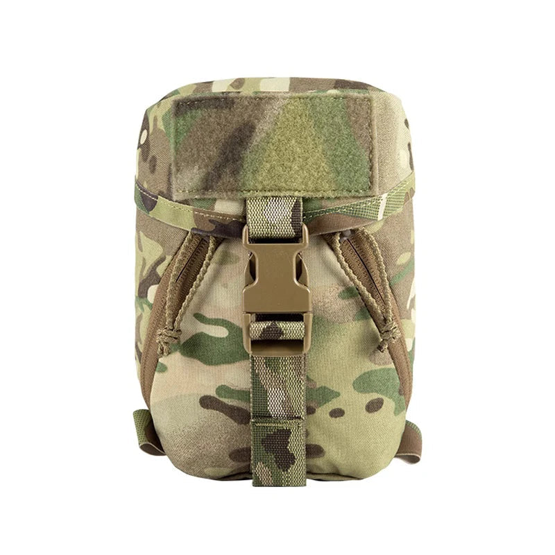 Camouflage pouch with a buckle on a white background