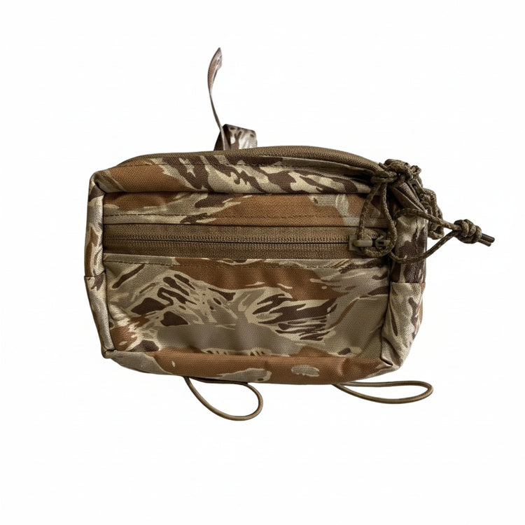 Desert Tiger Camouflage Crossbody Waist Bag Fanny Pack with drawstring on a white background