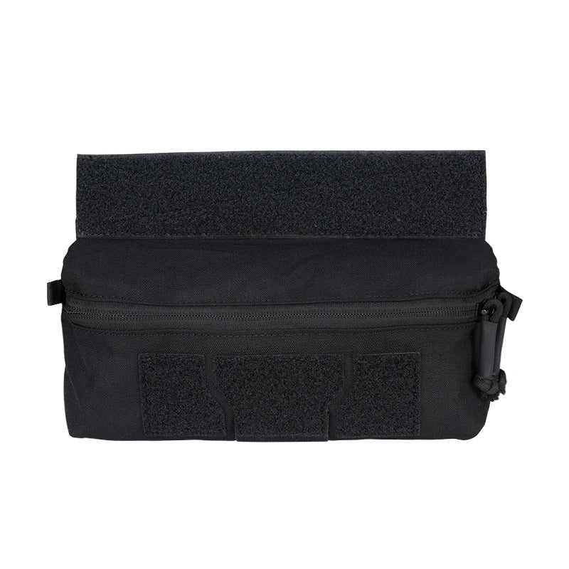 Black tactical pouch with multiple pockets on a white background.