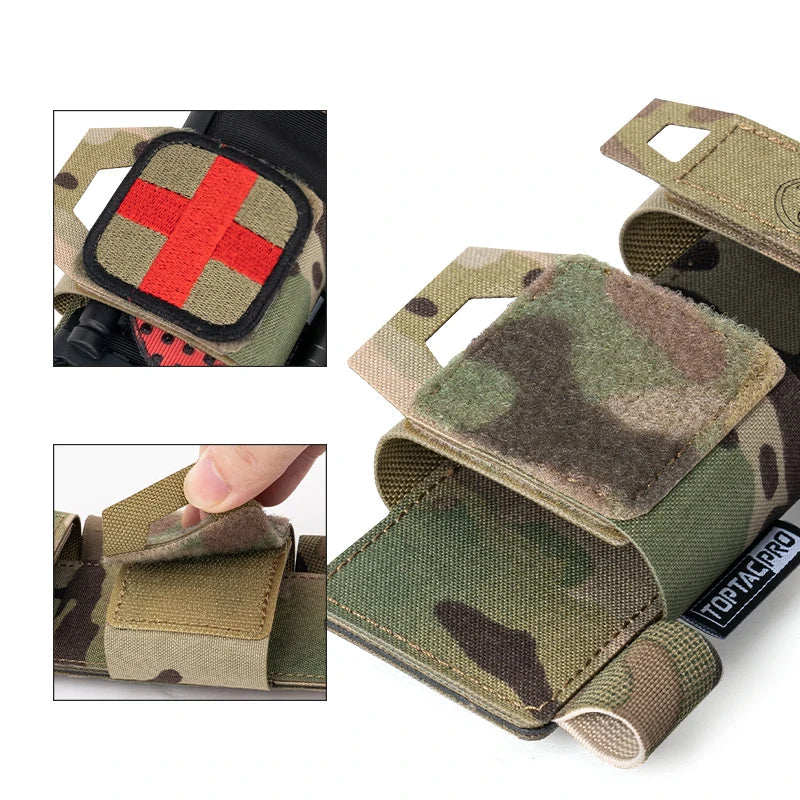 Camouflage patch with red cross and adjustable high quality patch on a white background