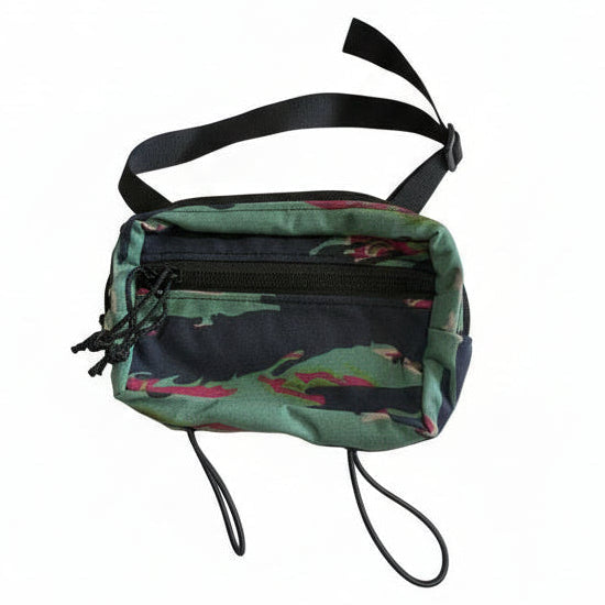 Camouflage-patterned Crossbody Waist Bag Fanny Pack with black straps on a white background