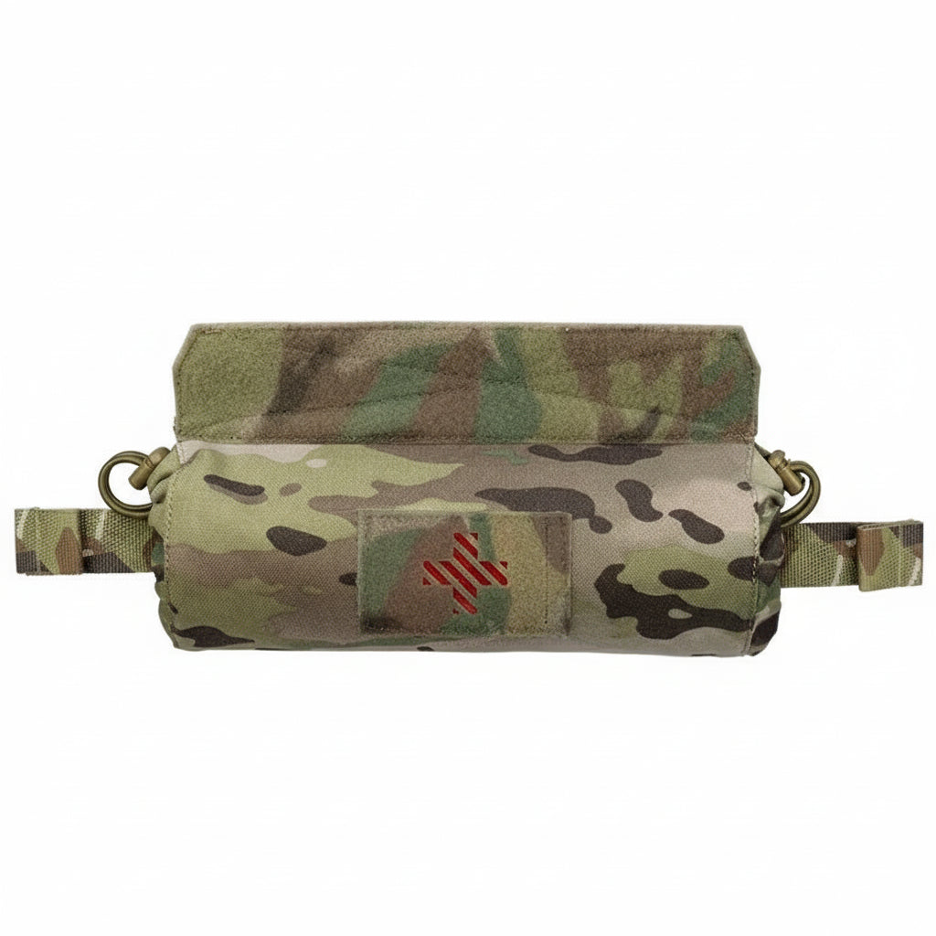 Camouflage pouch on a white background