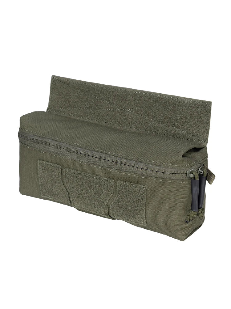 Green tactical pouch with zipper on a white background