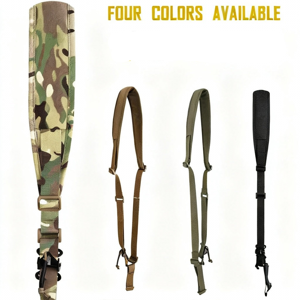Camouflage camera strap with color options on a white background