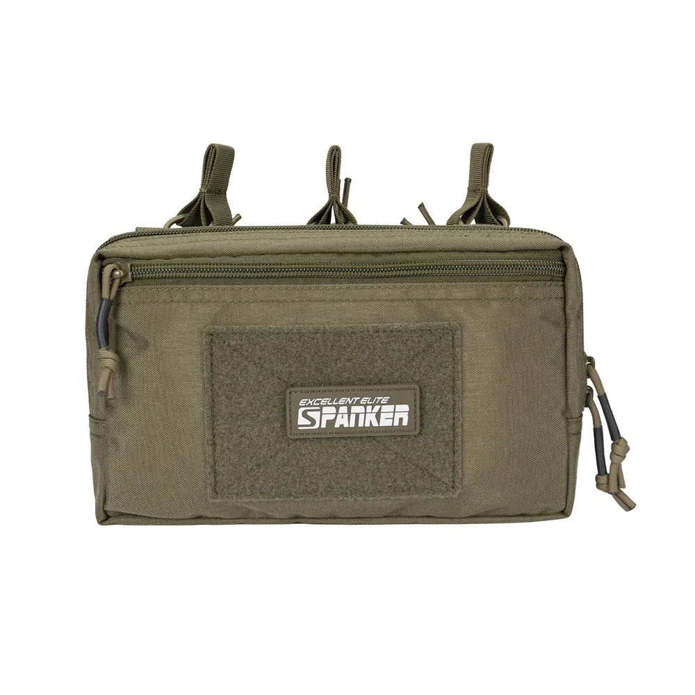 Olive green tactical pouch on a white background