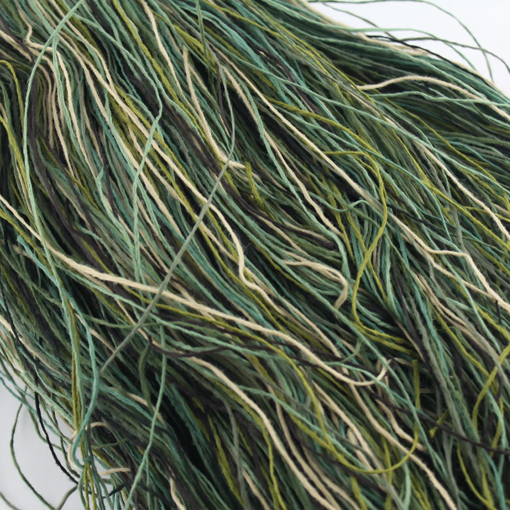 Close-up of green and white Ghillie Burlap / Yarn / Hessian / Twine / Jute