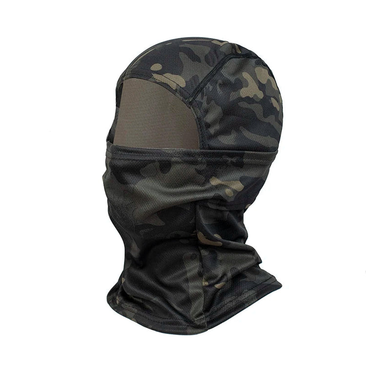 Multicam Black Camouflage balaclava on a white background