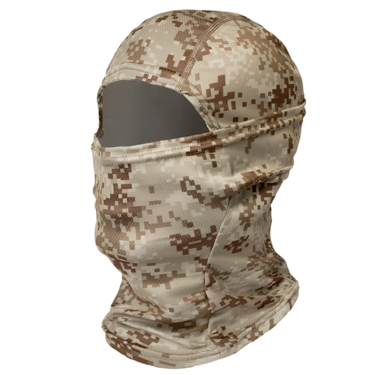Camouflage balaclava with digital pattern on a white background