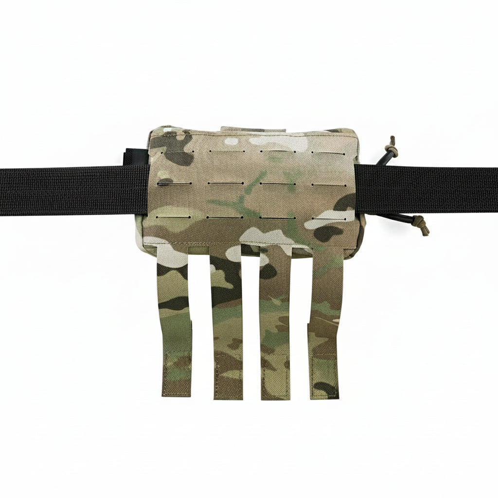 Camouflage tactical pouch on a belt