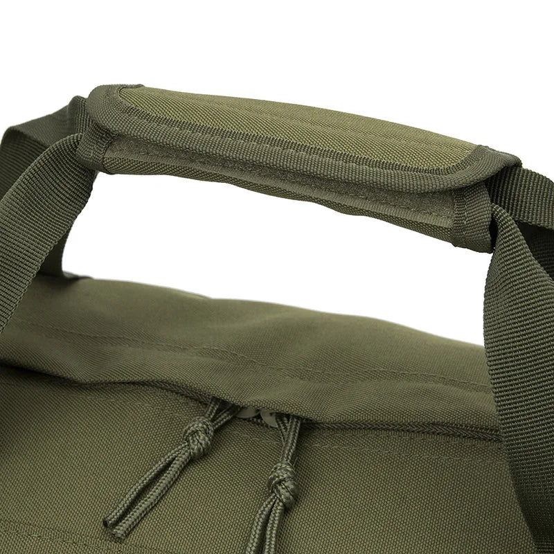 Close-up of a green backpack with a white background