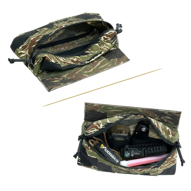 Camouflage pouch before and after loading