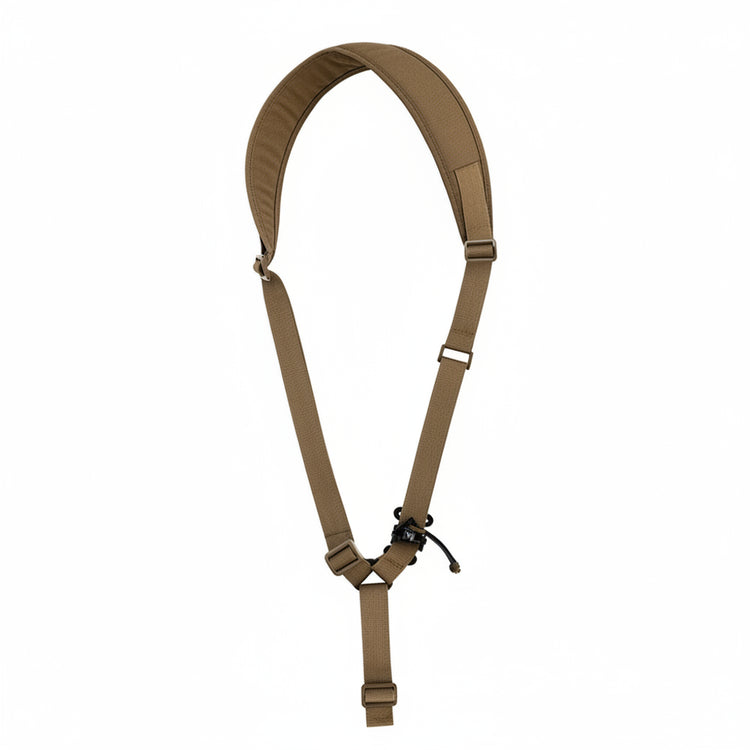 Tan tactical sling on a white background