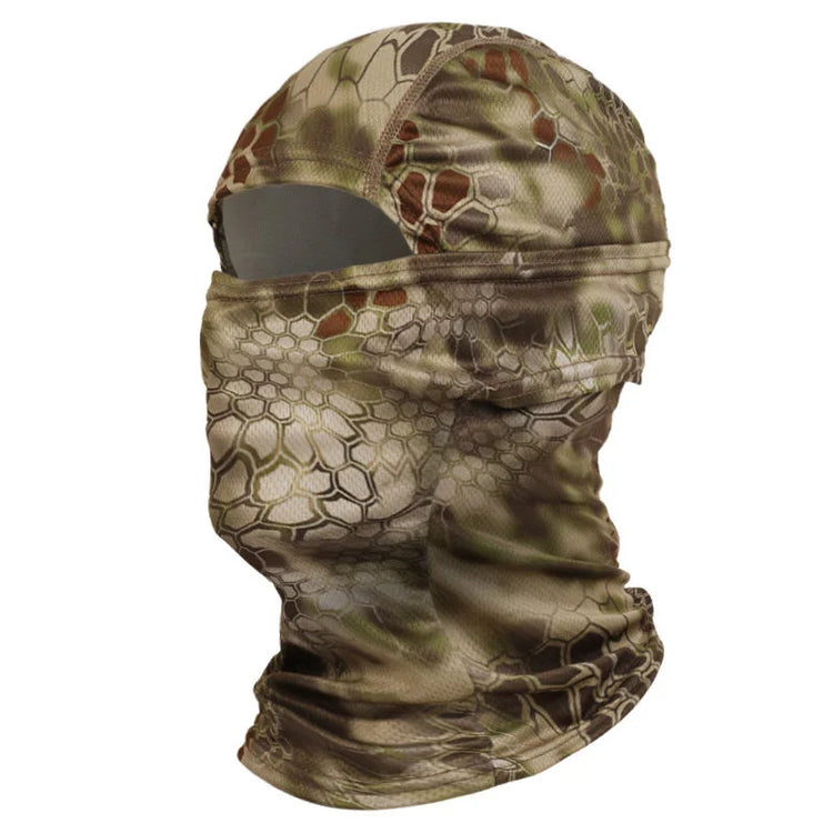 Camouflage balaclava on a white background