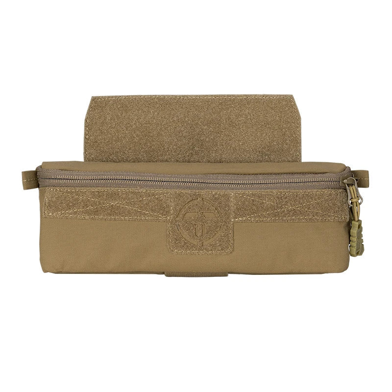 Brown tactical pouch with zipper on a white background