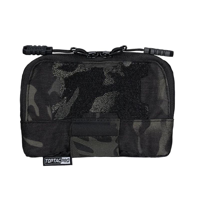 Black camouflage tactical pouch with on a white background