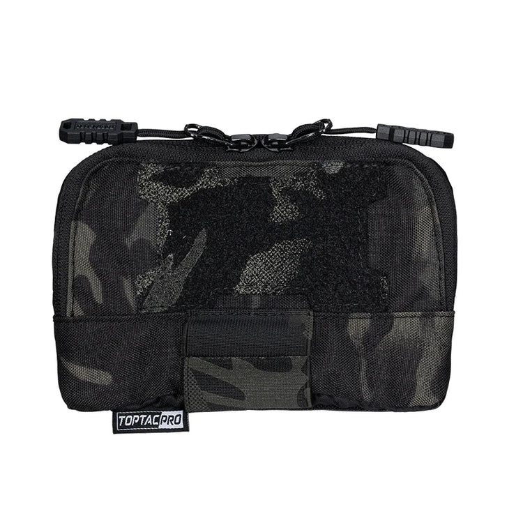 Black camouflage tactical pouch with on a white background