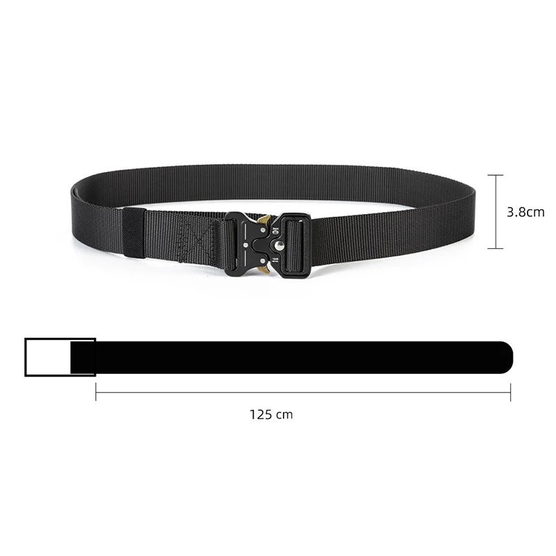 Black belt with measurements on a white background