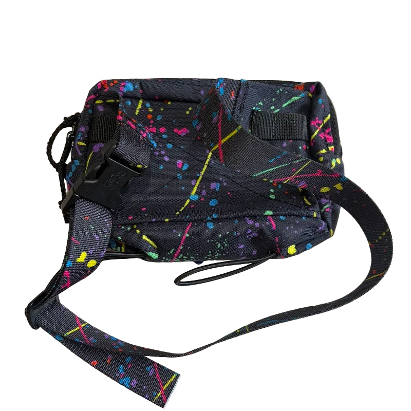 colourful paint splatter camouflage pattern Crossbody Waist Bag Fanny Pack on a white background