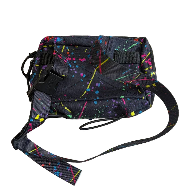 colourful paint splatter camouflage pattern Crossbody Waist Bag Fanny Pack on a white background
