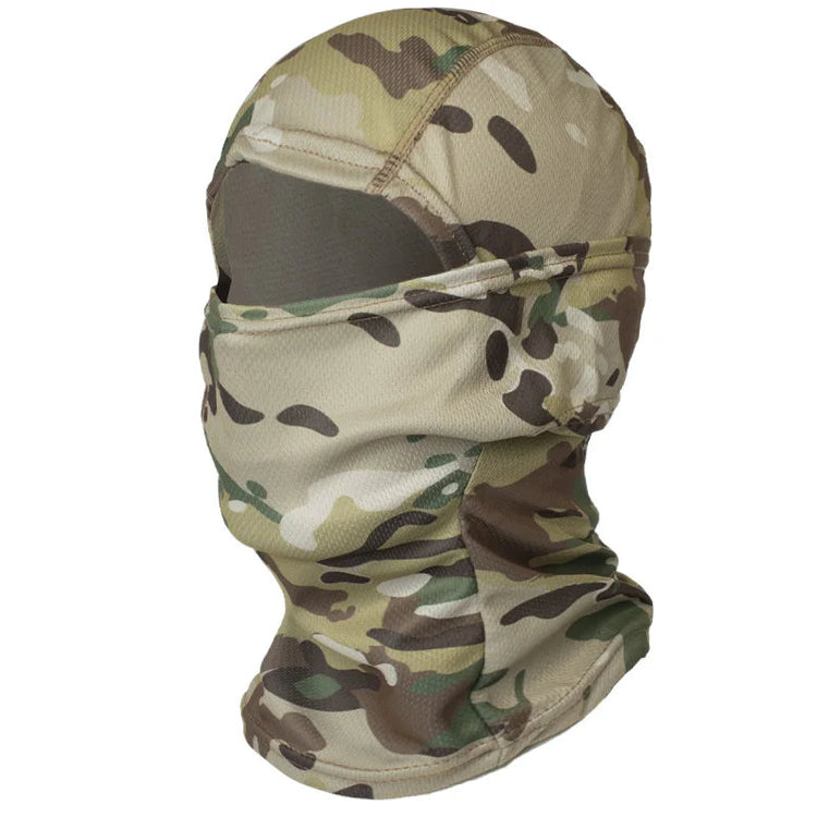Multicam Camouflage balaclava a white background