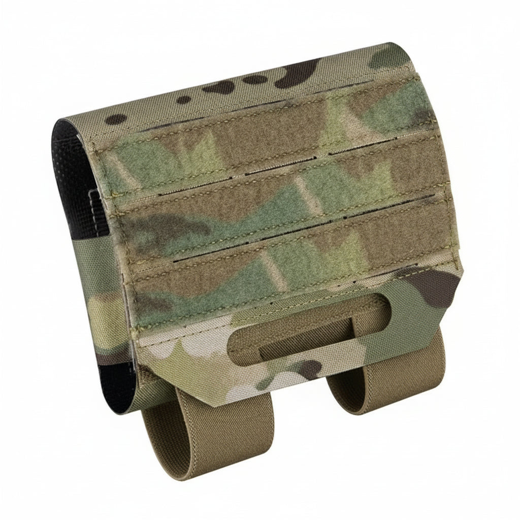 Camouflage tactical magazine pouch on a white background