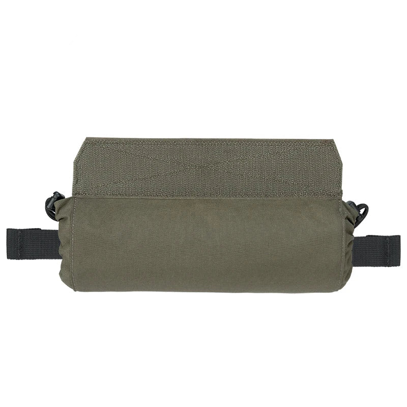 Green tactical pouch with straps on a white background