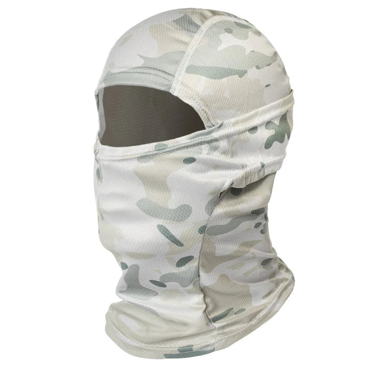 Multicam snow Camouflage balaclava on a white background