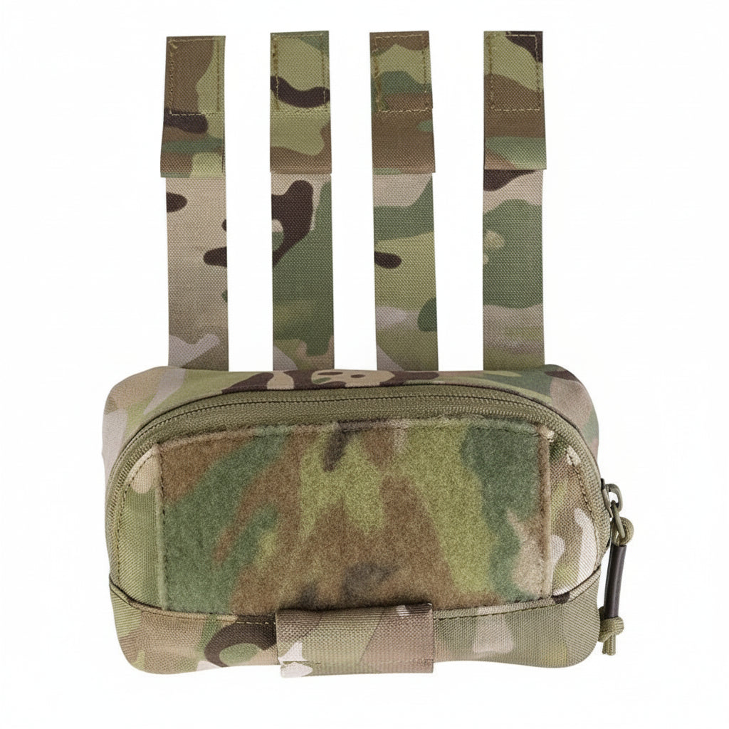 Camouflage pouch with straps on a white background