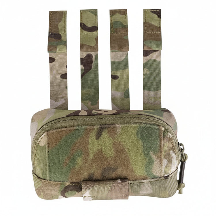 Camouflage pouch with straps on a white background