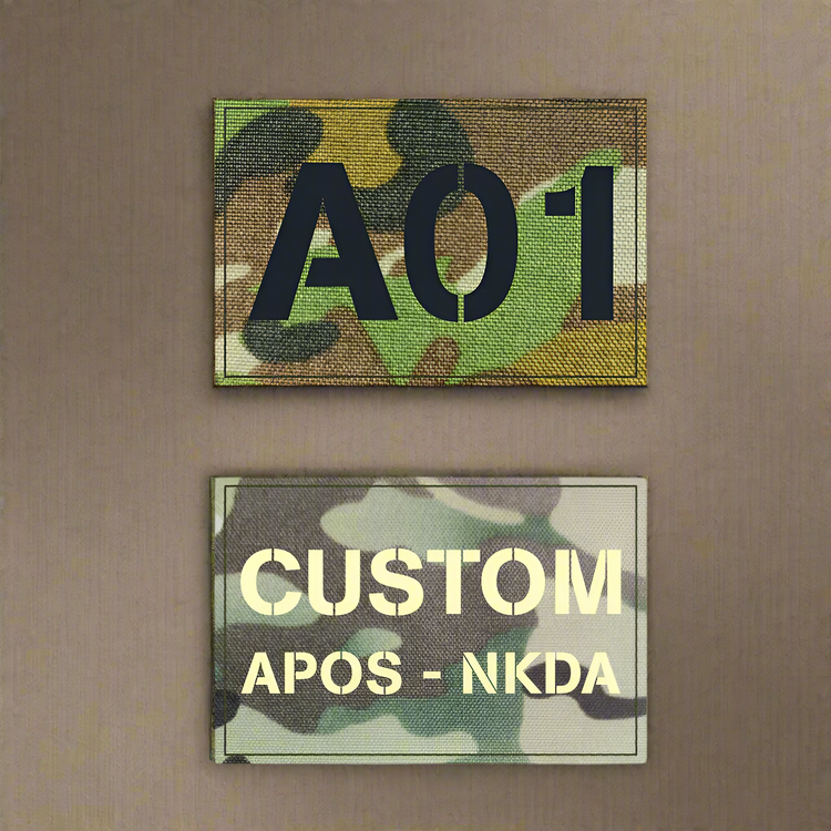 Australian Multicam Uniform Camouflage and a Multicam camouflage hook and loop Velcro patch custom patch with custom text