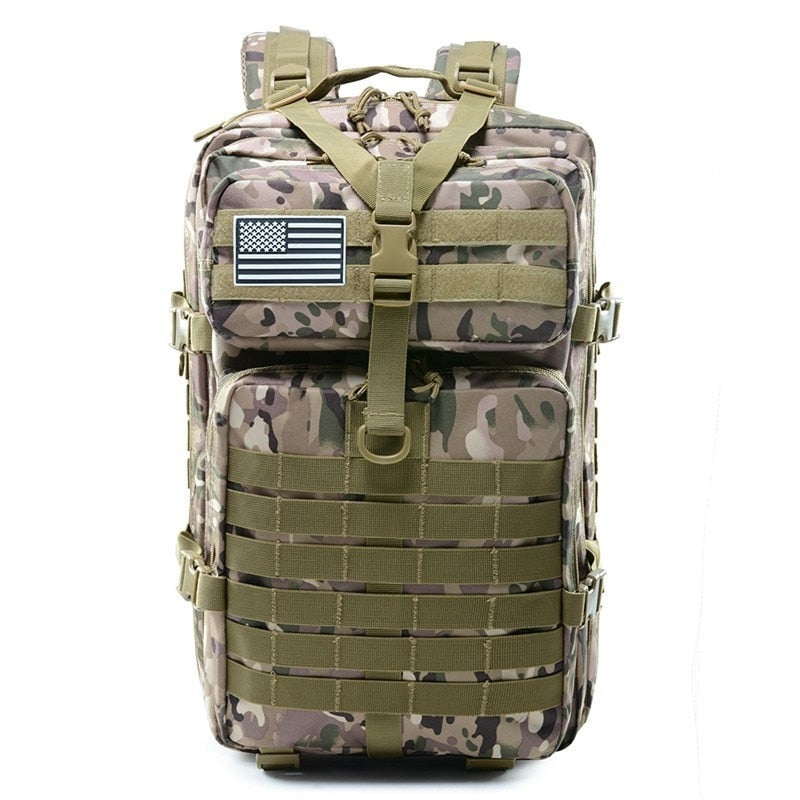 Military Tactical Backpack 3 Day Assault Pack Army Molle Bag 38/45L Large  Outdoor Waterproof Hiking
